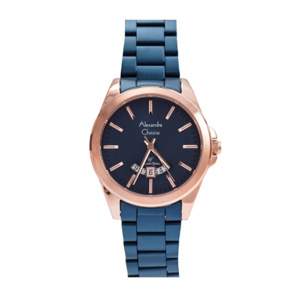 Alexandre Christie AC 8676 Rosegold Blue Lady LDBURBU Alexandre Christie AC 8676 Rosegold Blue Lady LDBURBU